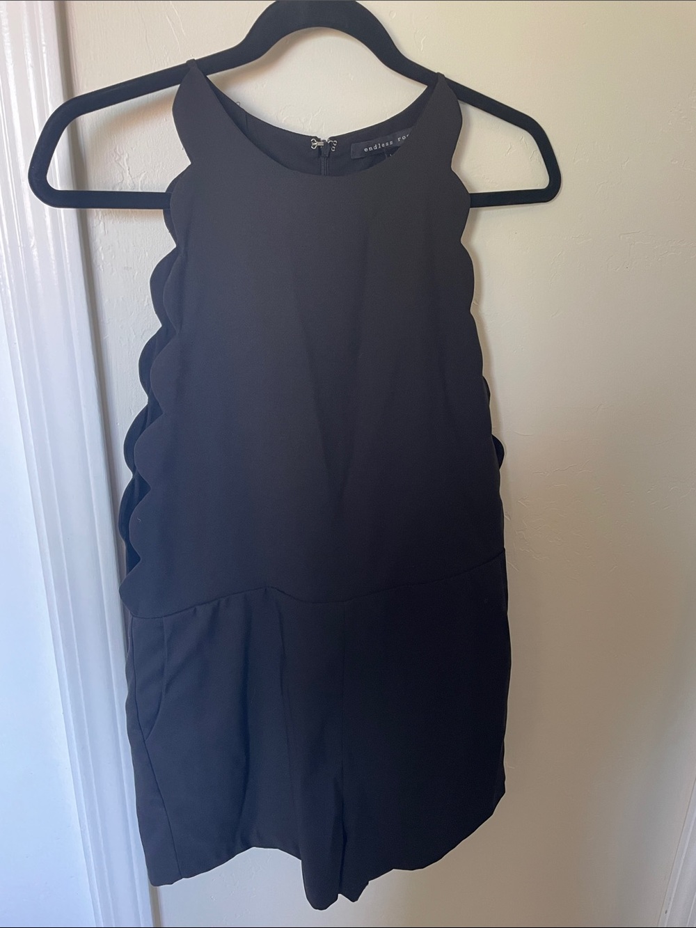 Endless Rose Black Scalloped Romper